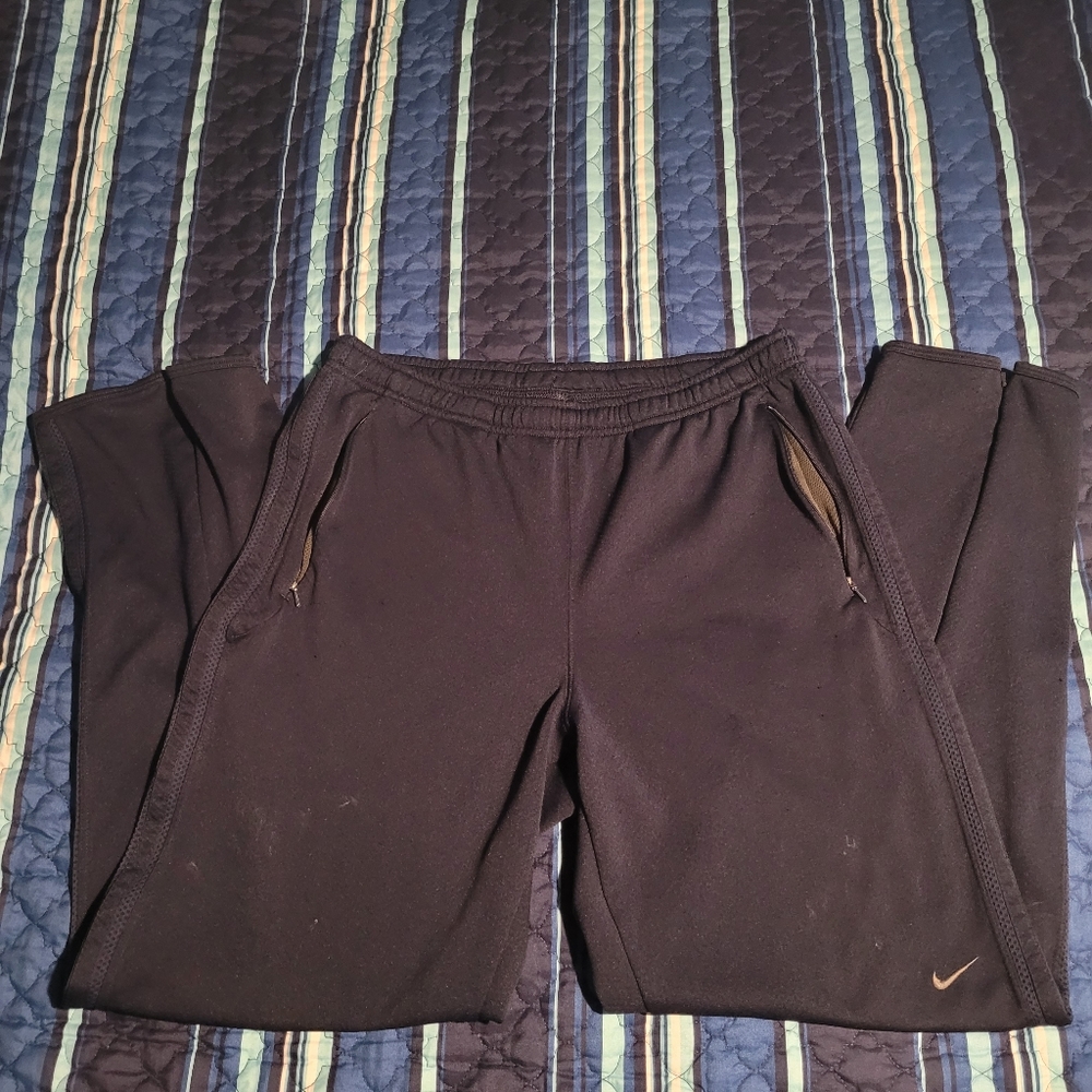 Nike drifit navy blue pant large zipper bottom
